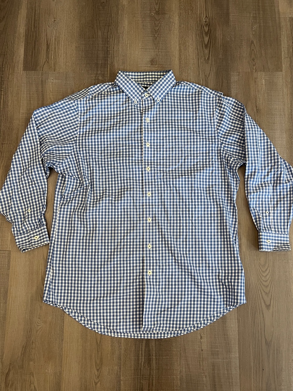 Wilkes & Riley Supima Cotton Blue & White Gingham No-Iron Dress Shirt